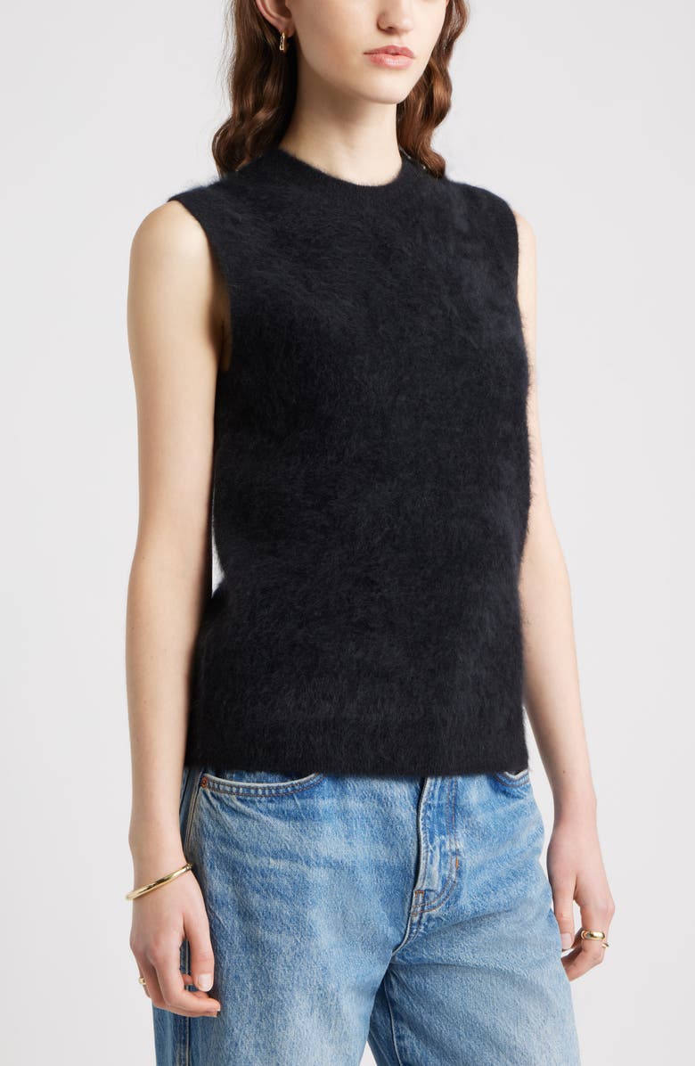 Nordstrom Brushed Cashmere Sweater Vest, Alternate, color, Black Rock