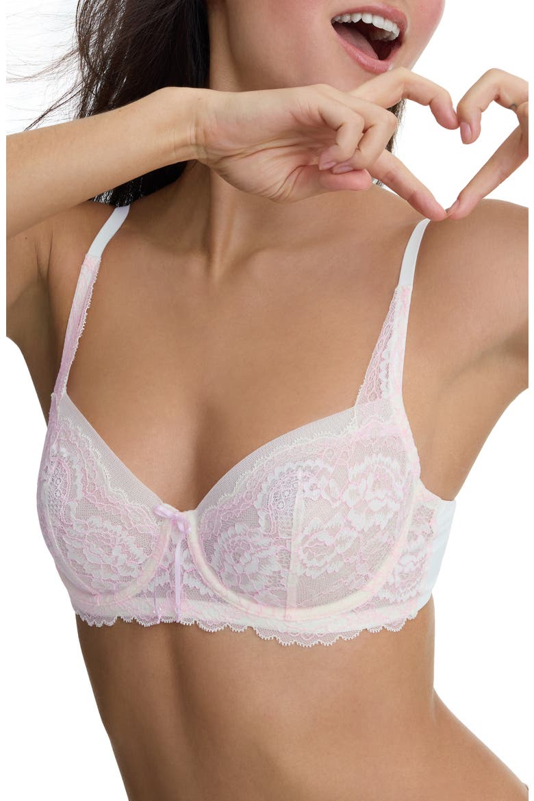 Minx Underwire Balconette Bra, Alternate, color, WHIPPED CREAM/ LILAC PINK