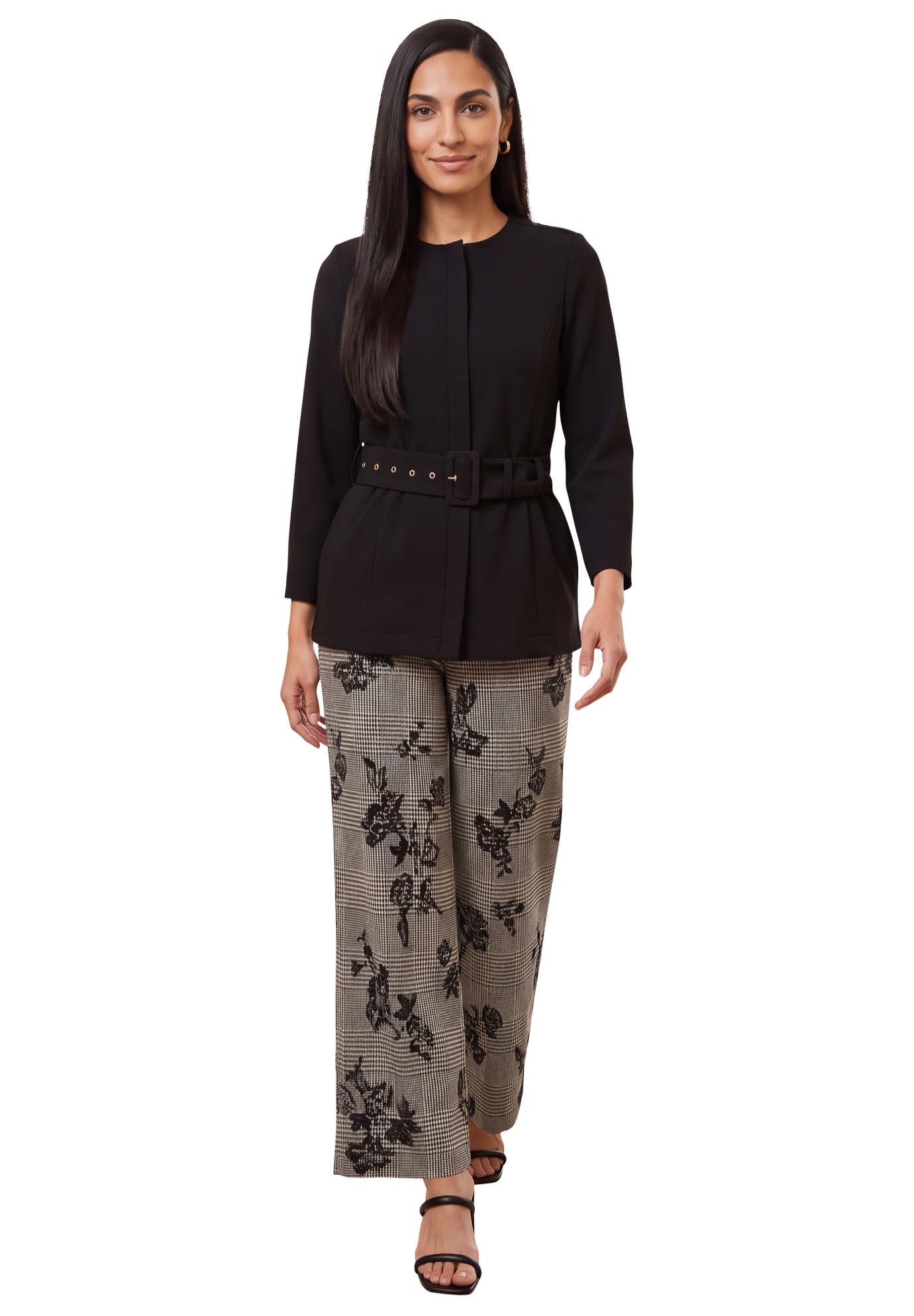 BLACK FLORAL GLEN PLAID