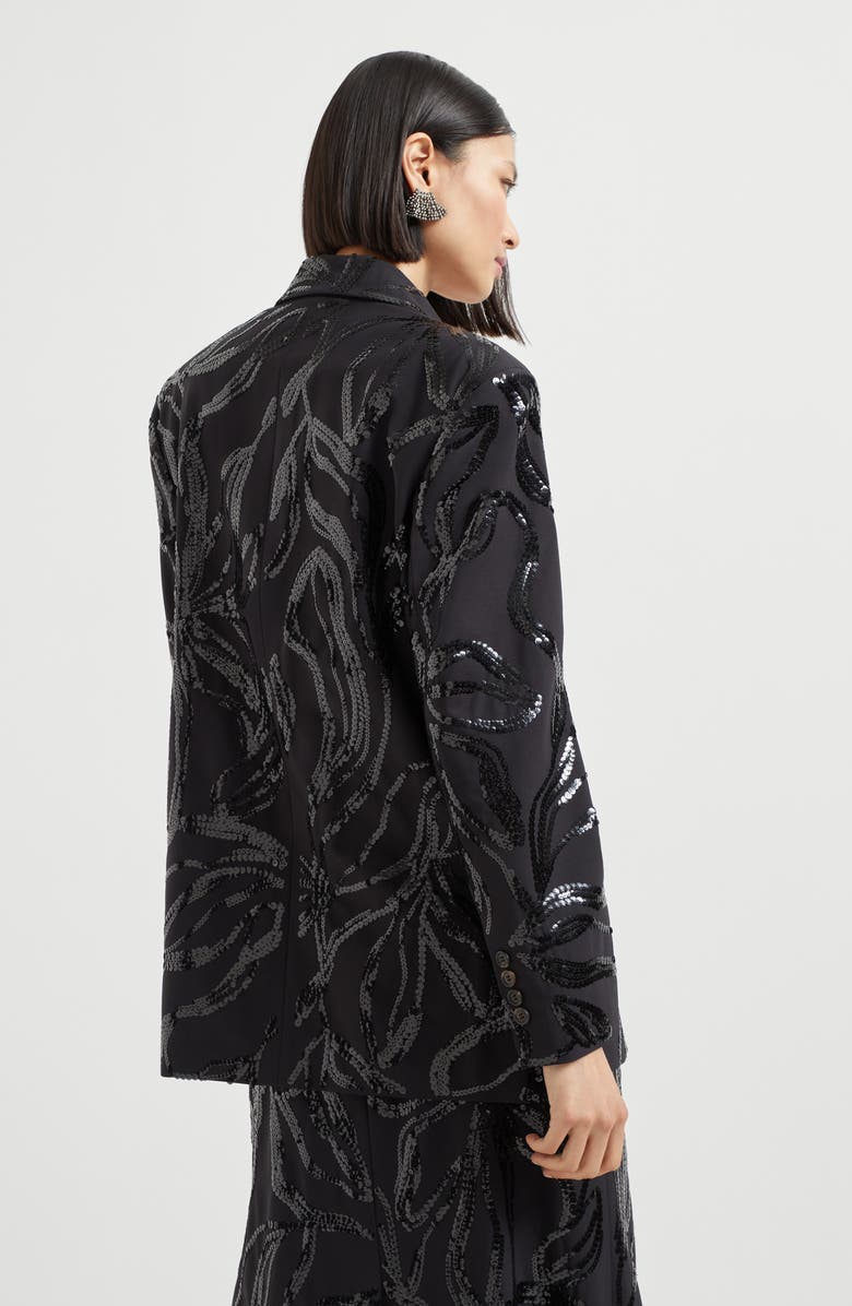 Brunello Cucinelli Blazer with dazzling floral embroidery, Alternate, color, Black