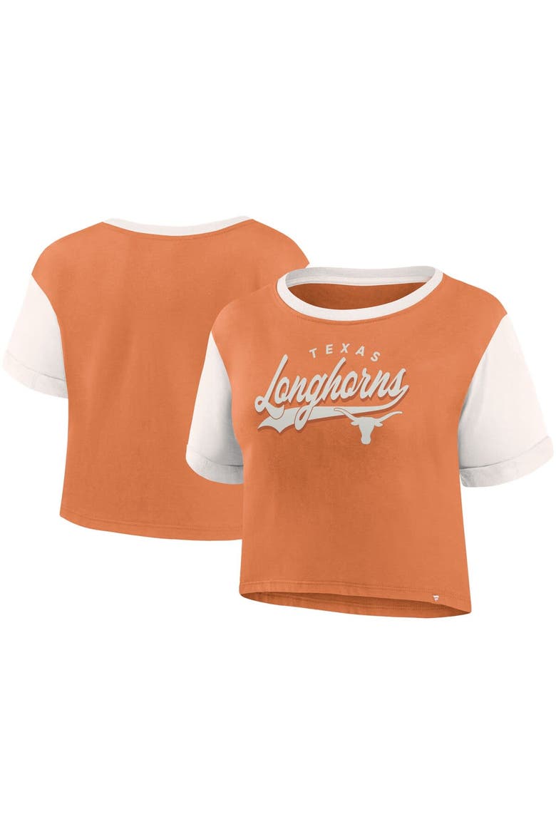 Women's Fanatics Branded Texas Orange Texas Longhorns Color-Block Script Tail T-Shirt, Alternate, color, Burnt Orange