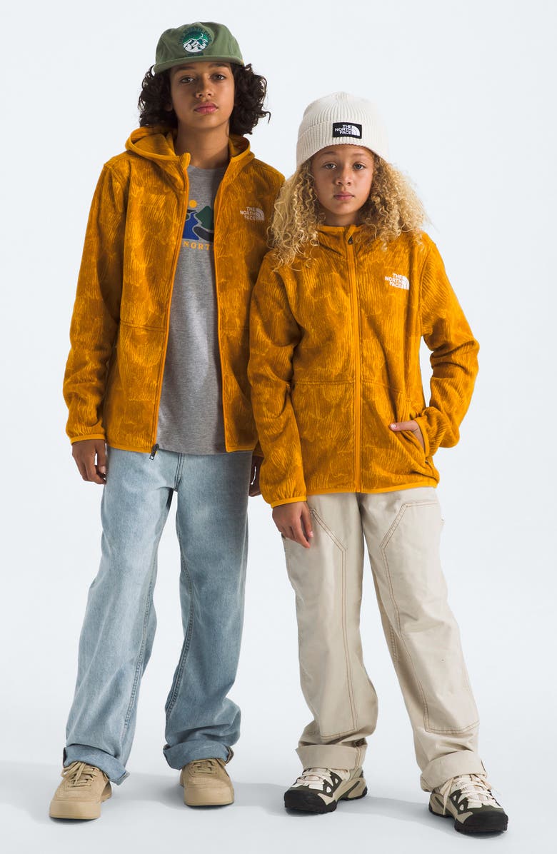 The North Face Kids' Glacier Polar Fleece Zip Hoodie, Alternate, color, Summit Gold Regenerative Ink