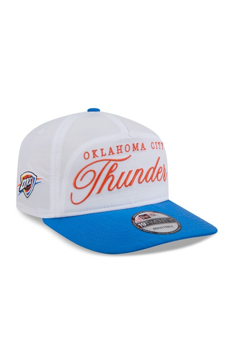 New Era Men's New Era White/Blue Oklahoma City Thunder 2025 NBA Draft On-Stage Nylon 19TWENTY Adjustable Hat, Main, color,