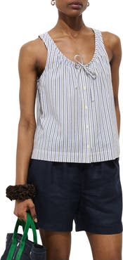 Alex Mill Sidney Stripe Sleeveless Linen Button-Up Top