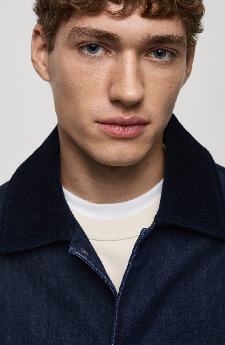 MANGO Corduroy Collar Denim Jacket, Alternate, color,