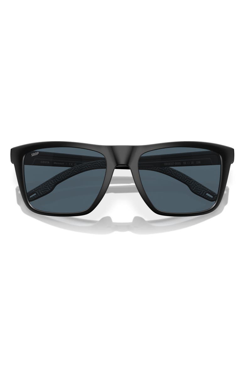 Costa Del Mar 55mm Polarized Rectangular Sunglasses, Alternate, color, Matte Black/ Gray