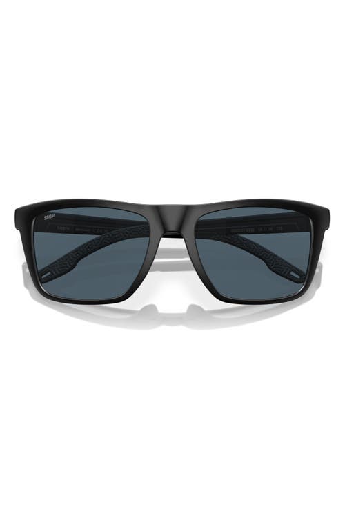 Costa Del Mar 55mm Polarized Rectangular Sunglasses In Matte Black/gray