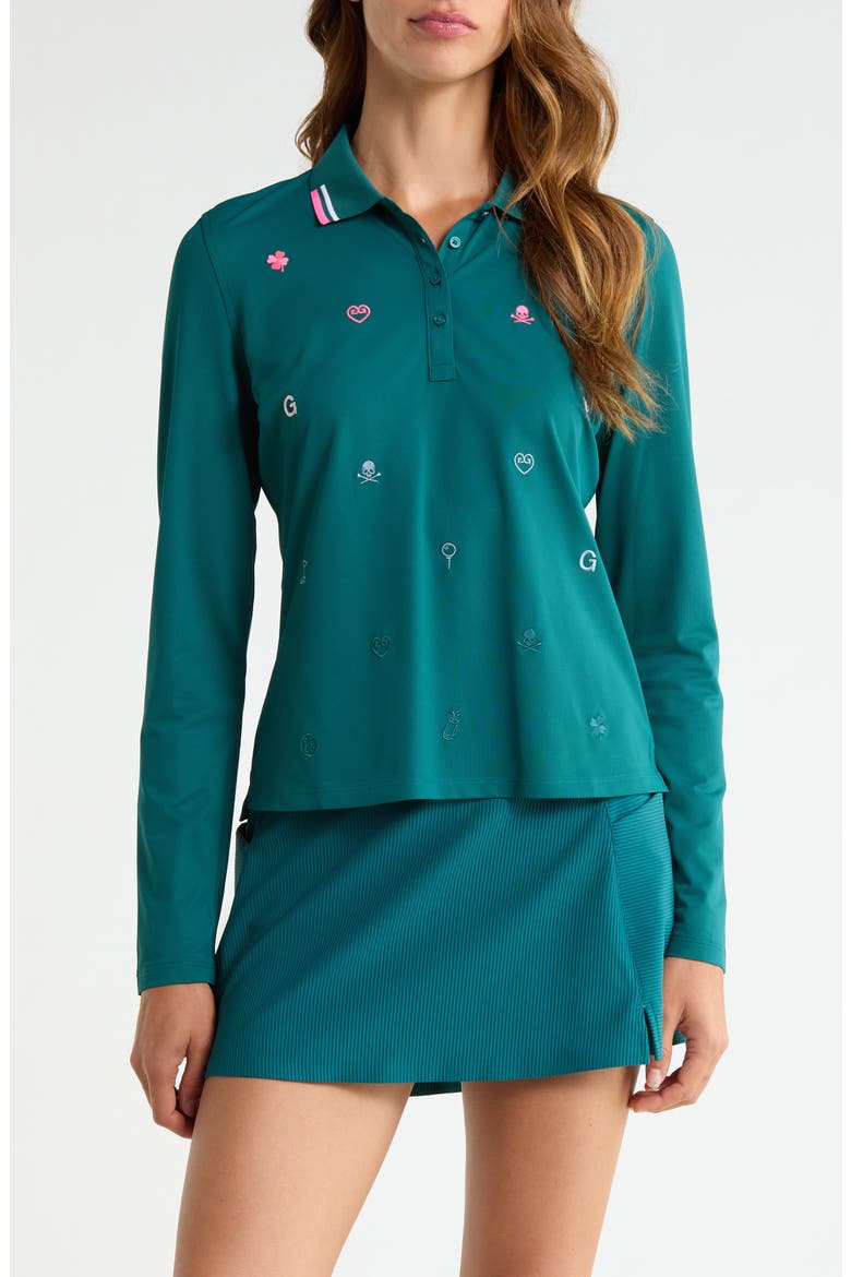 Icon Long Sleeve Performance Polo, Main, color, MARINE TEAL