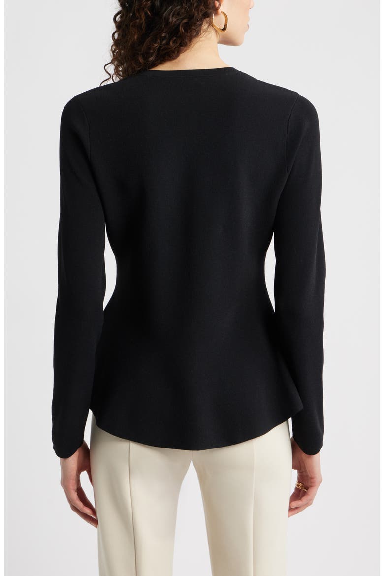 Flared Crewneck Cardigan, Alternate, color, BLACK