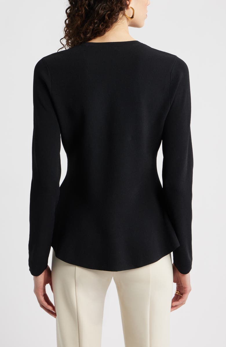 Nordstrom Flared Crewneck Cardigan, Alternate, color, Black