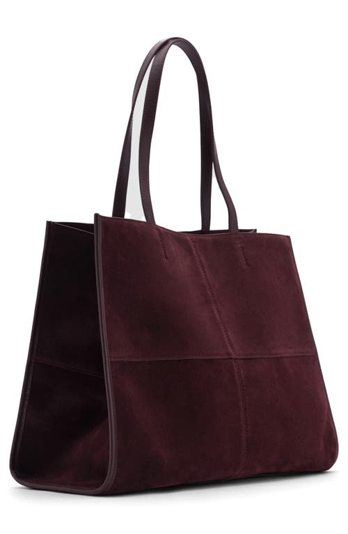 Mango Leather Shopper Bag In Burgundy