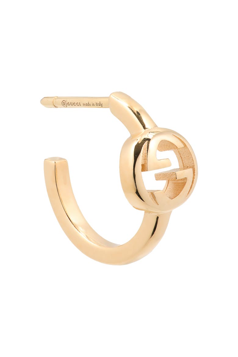 Interlocking G Huggie Hoop Earrings, Alternate, color, GOLD