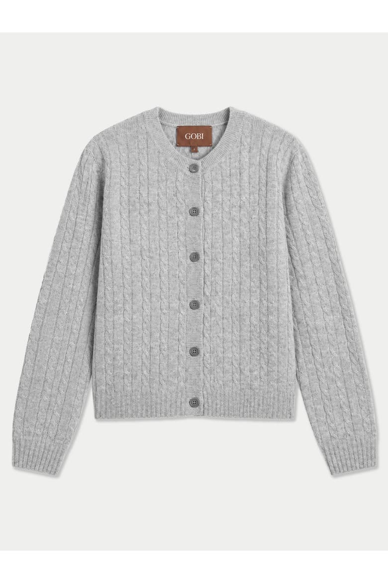 Cashmere Round-neck Cable Cardigan, Main, color, high rise