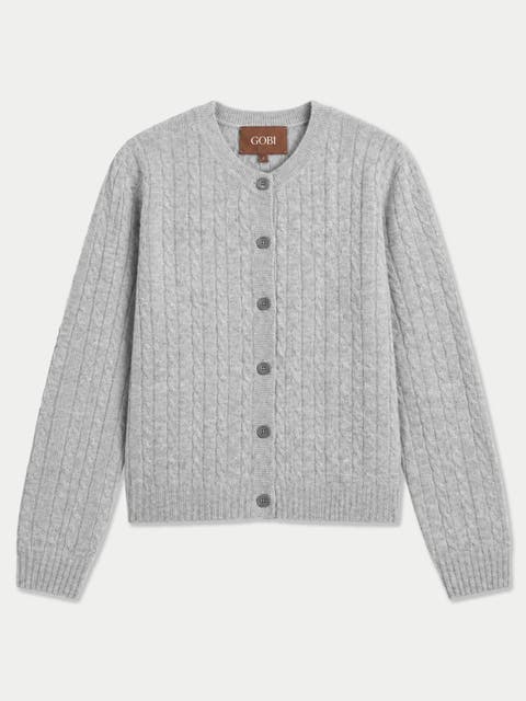 Cashmere Round-neck Cable Cardigan