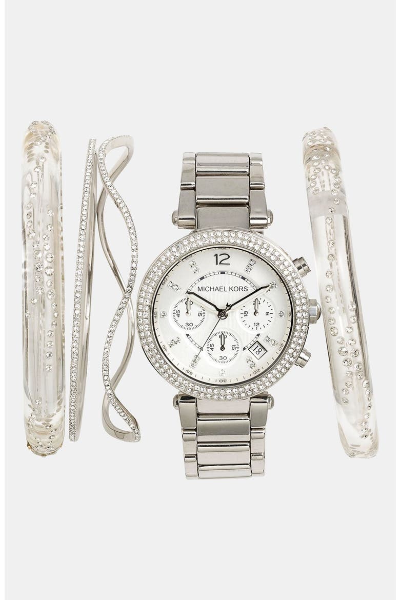Thin Prong Set Crystal Bangle, Alternate, color, SILVER/ CLEAR