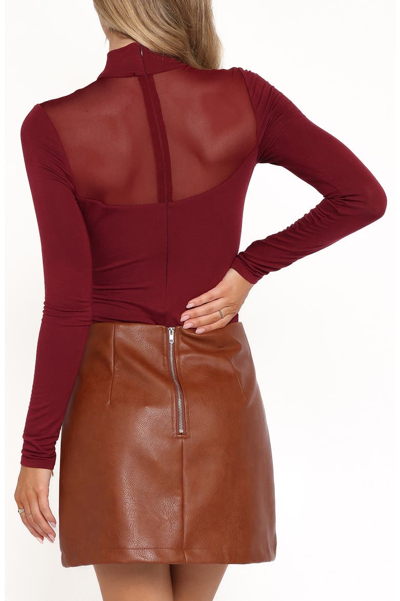 Kingsley Long Sleeve Mesh Bodysuit, Alternate, color, MERLOT