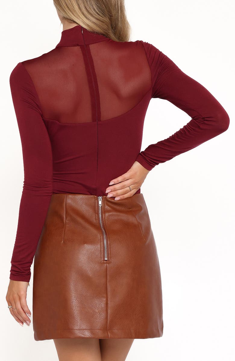 Petal & Pup Kingsley Long Sleeve Mesh Bodysuit, Alternate, color, Merlot