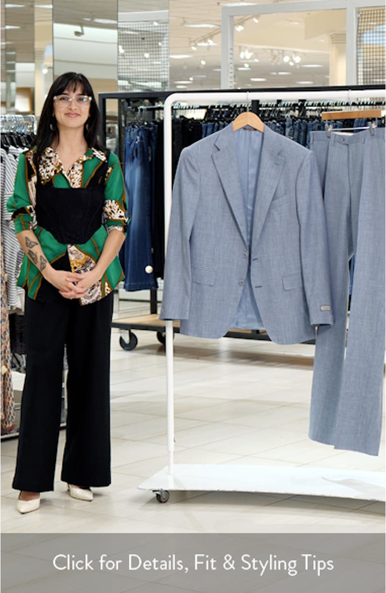 Capri Trim Fit Light Blue Wool Blend Mélange Suit, sales video thumbnail