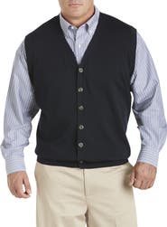 Oak Hill by DXL Big & Tall Button-Front Sweater Vest
