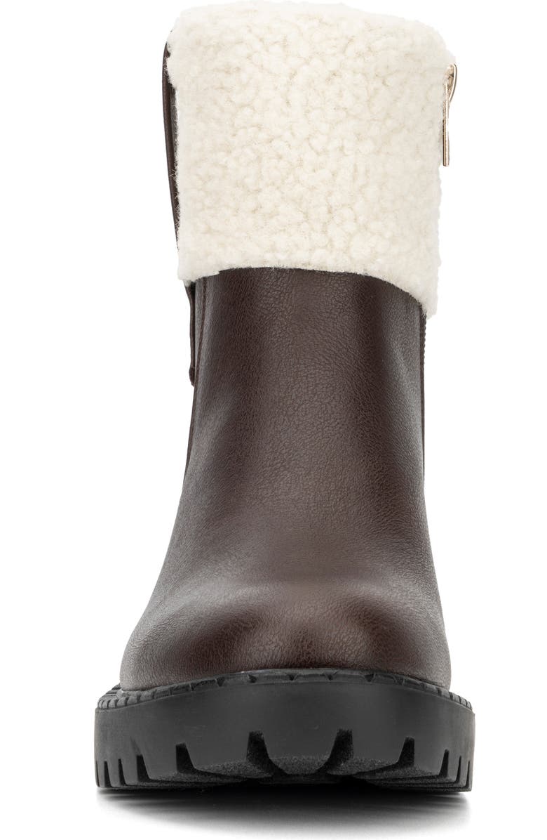 NEW YORK AND COMPANY Nelli Faux Shearling Collar Boot, Alternate, color, Brown