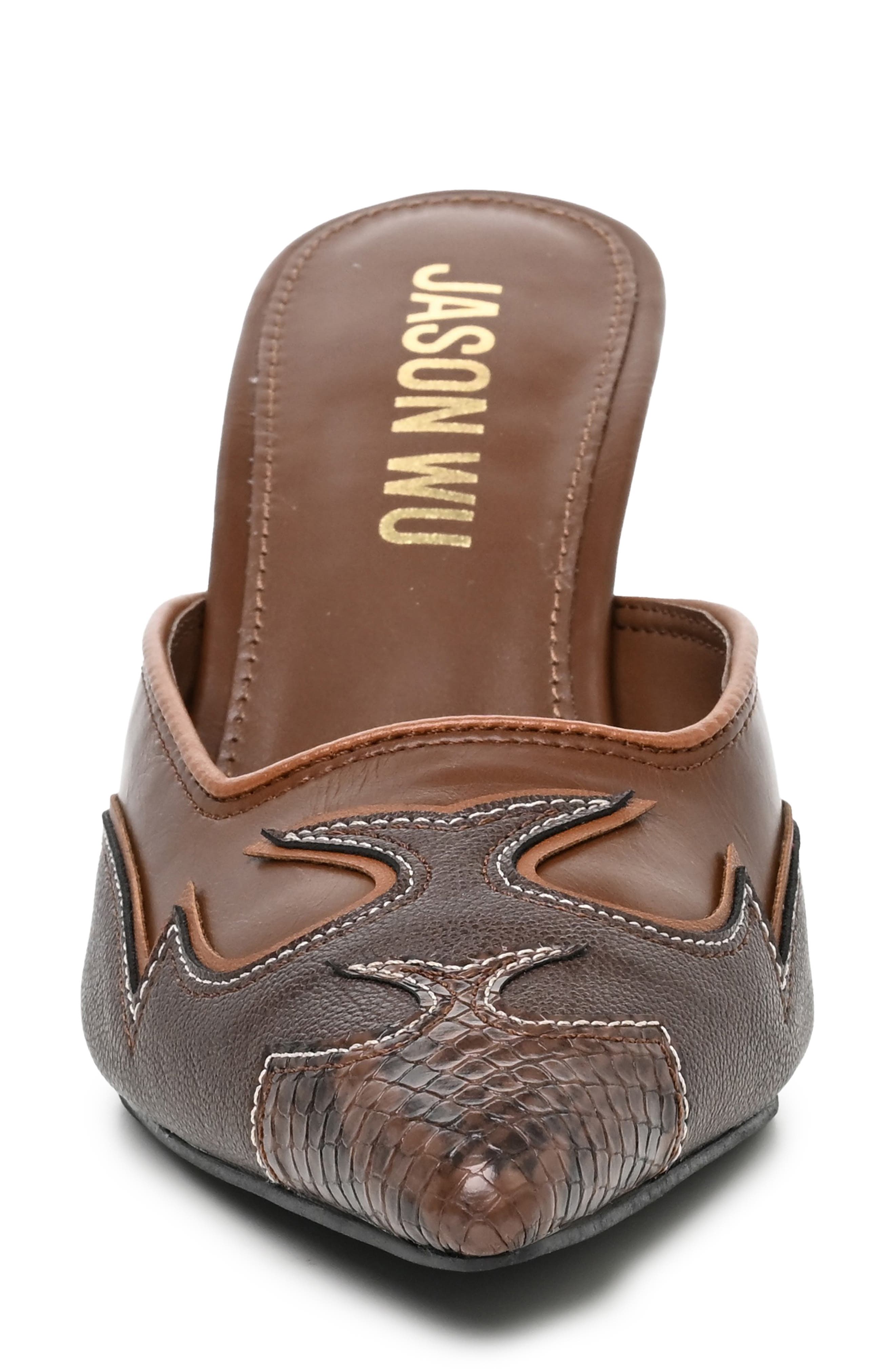 Jestin Faux Leather Pointed Toe Mule, Alternate, color, BROWN MULTI