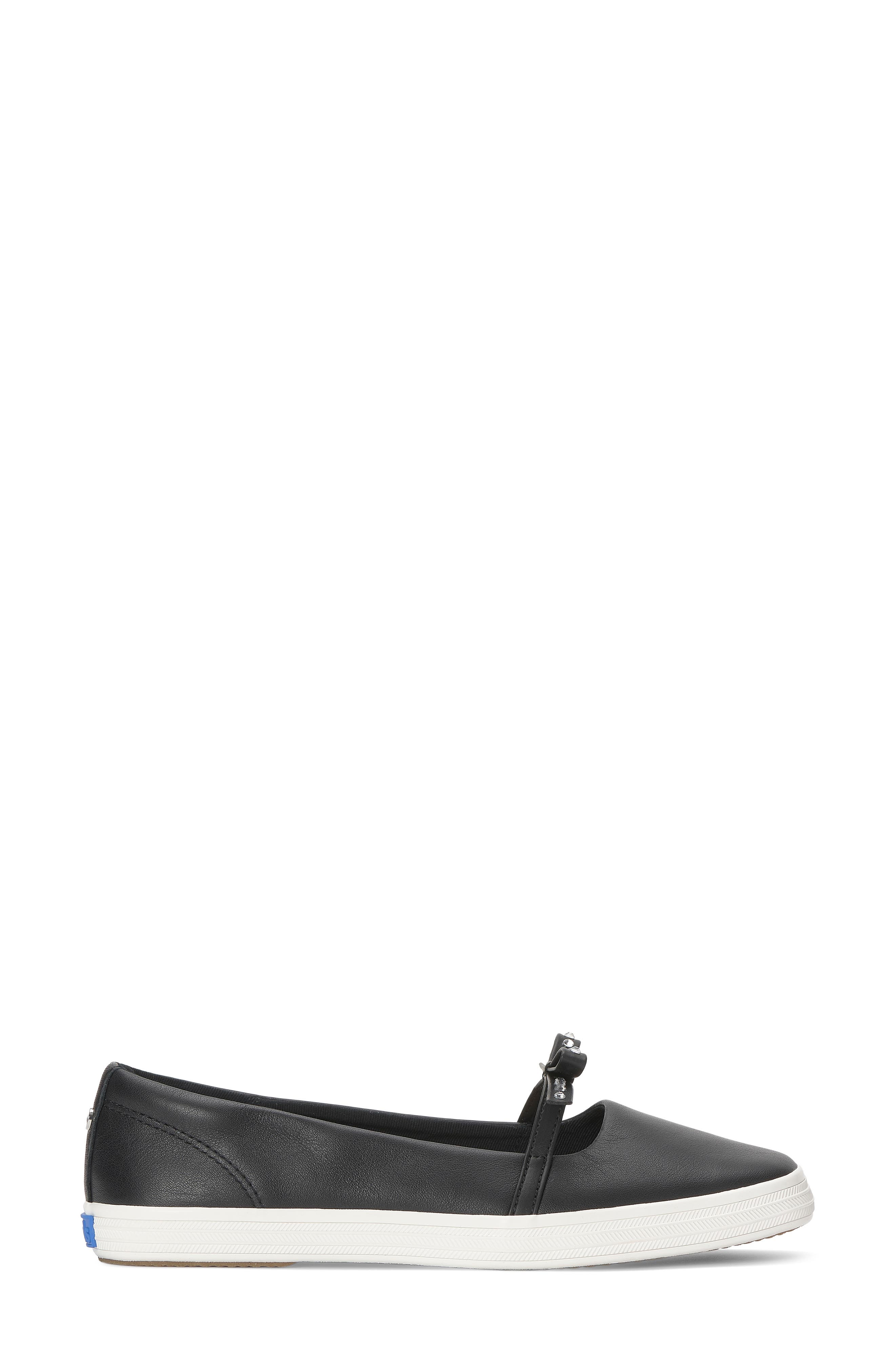 Leather Square Toe Flat, Alternate, color, BLACK