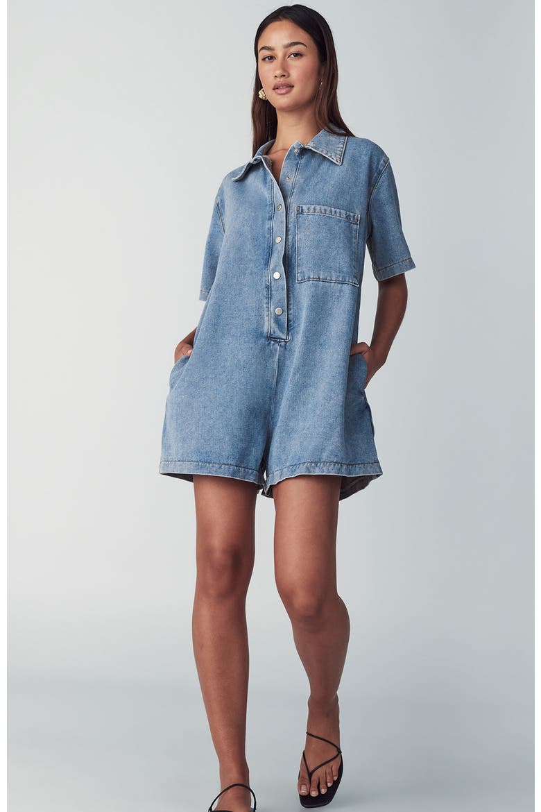 Denim Romper, Main, color, Light Blue Wash