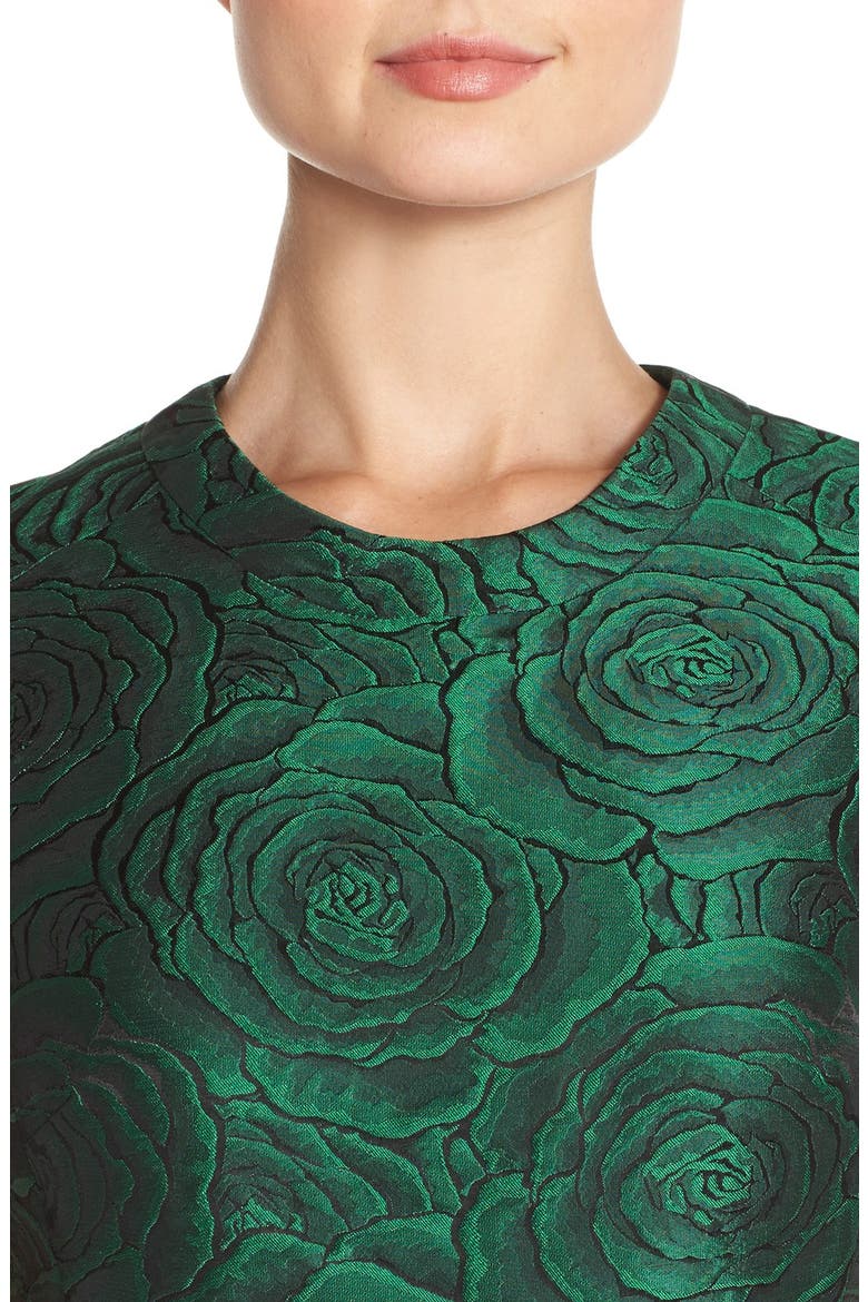 Floral Jacquard Sheath Dress, Alternate, color, EMERALD GREEN