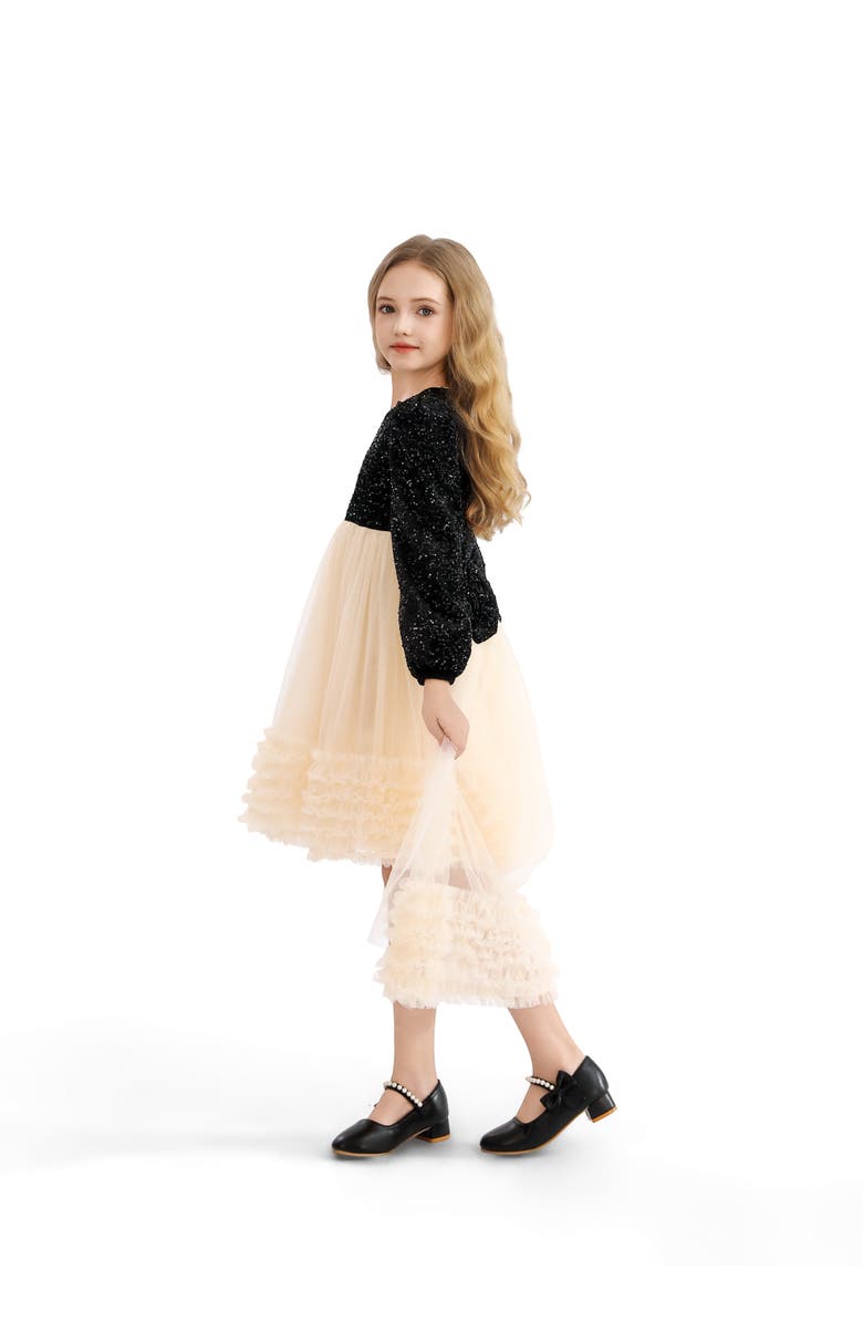 Tulleen Sequin Bow T-shirt & Skirt Set, Alternate, color, Black