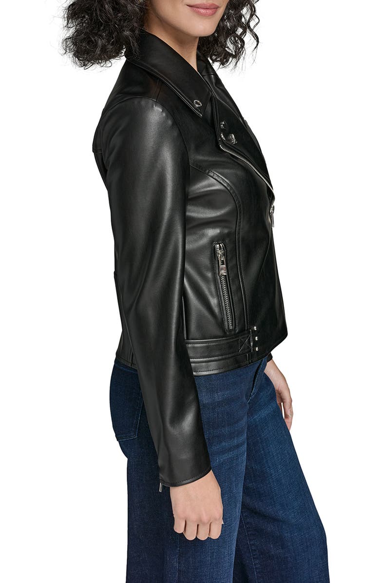 KARL LAGERFELD Moto Jacket With Charm Studs, Alternate, color, Black