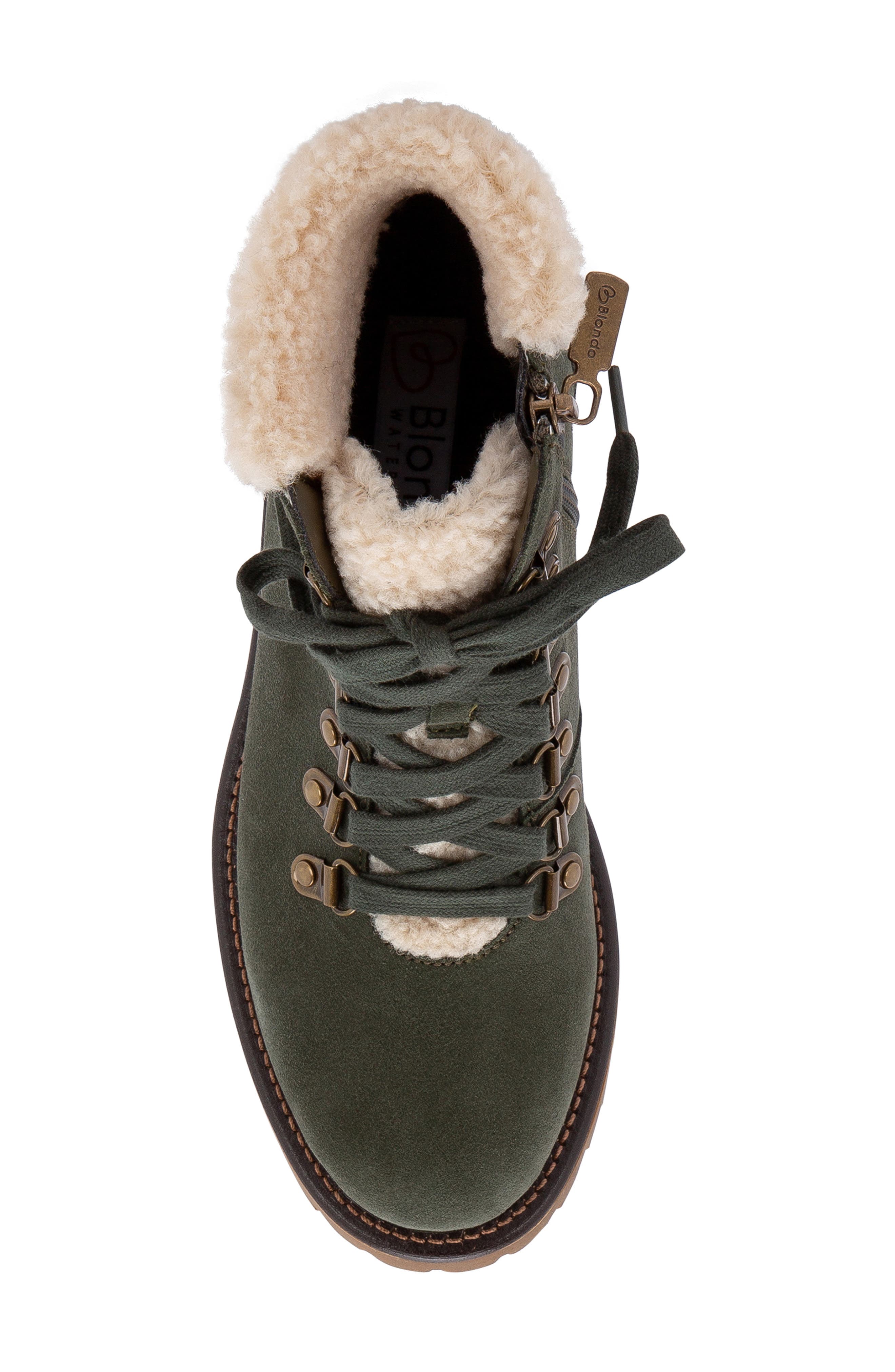 Melissa Faux Shearling Cuff Waterproof Boot, Alternate, color, OLIVE SUEDE