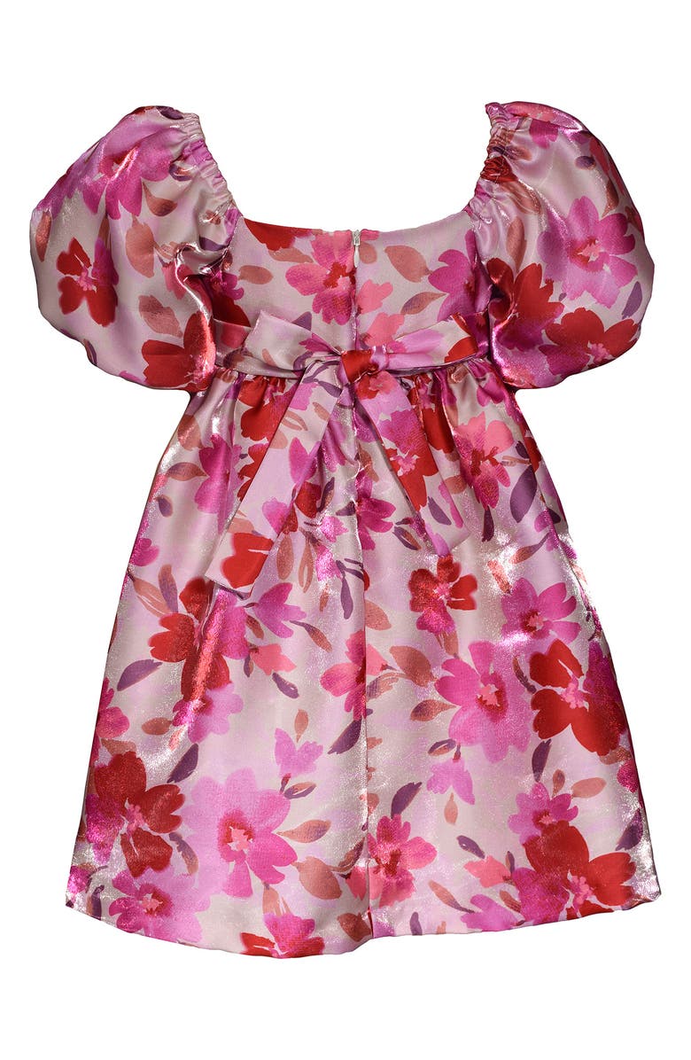 Iris & Ivy Kids' Floral Puff Sleeve Jacquard Satin Party Dress, Alternate, color,