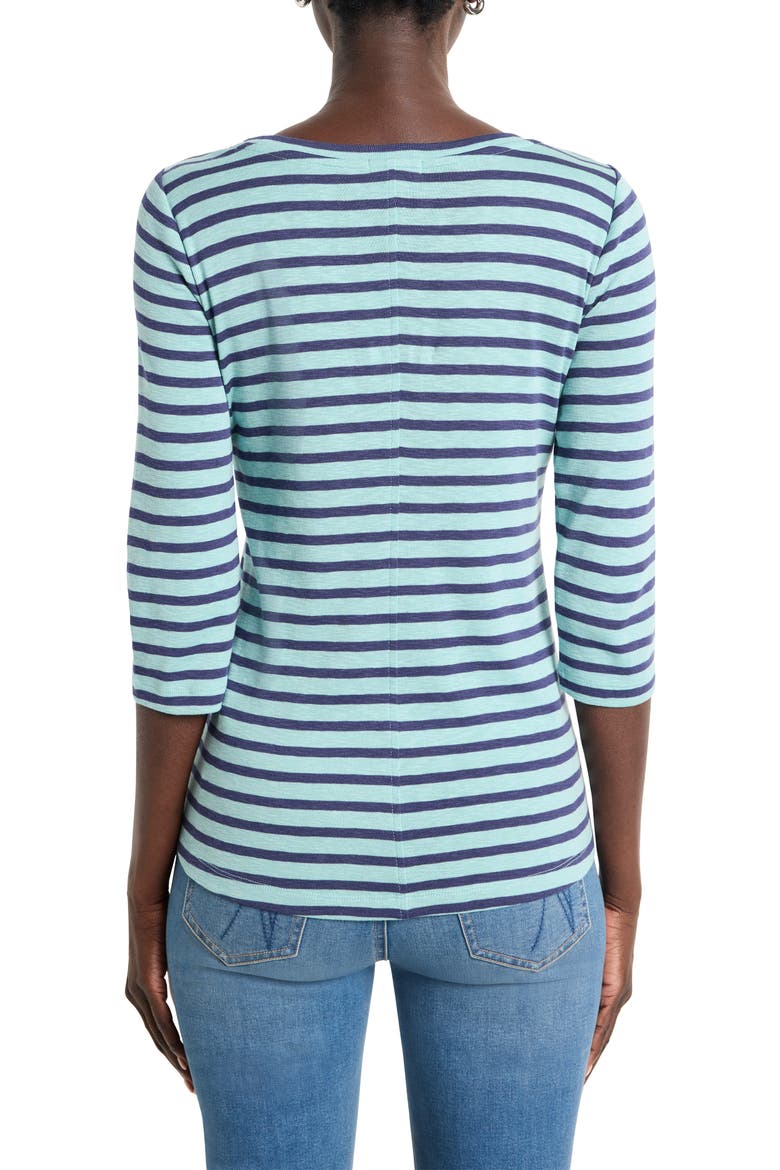 Stripe Boat Neck T-Shirt, Alternate, color, AQUA MULTI