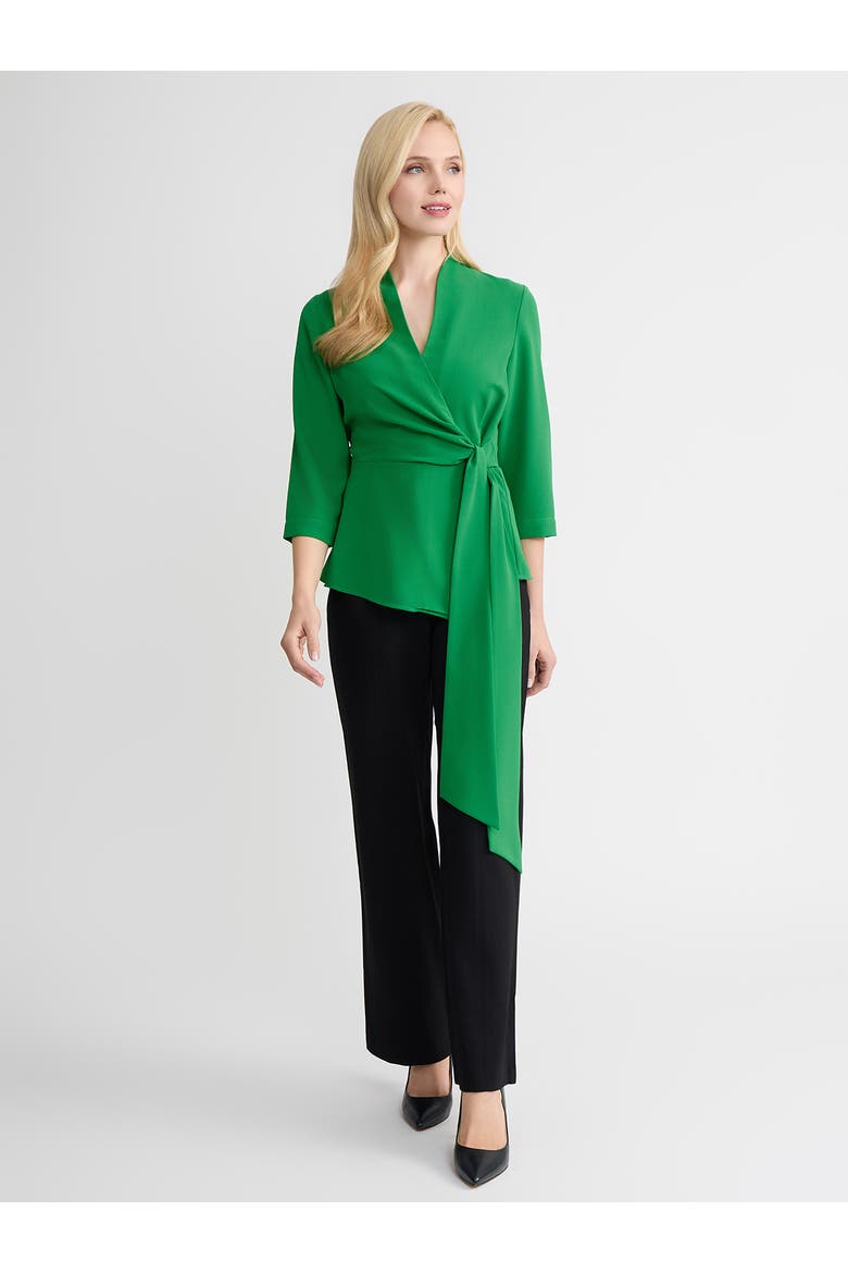 Crepe de Chine Wrap Blouse, Alternate, color, Clover Field