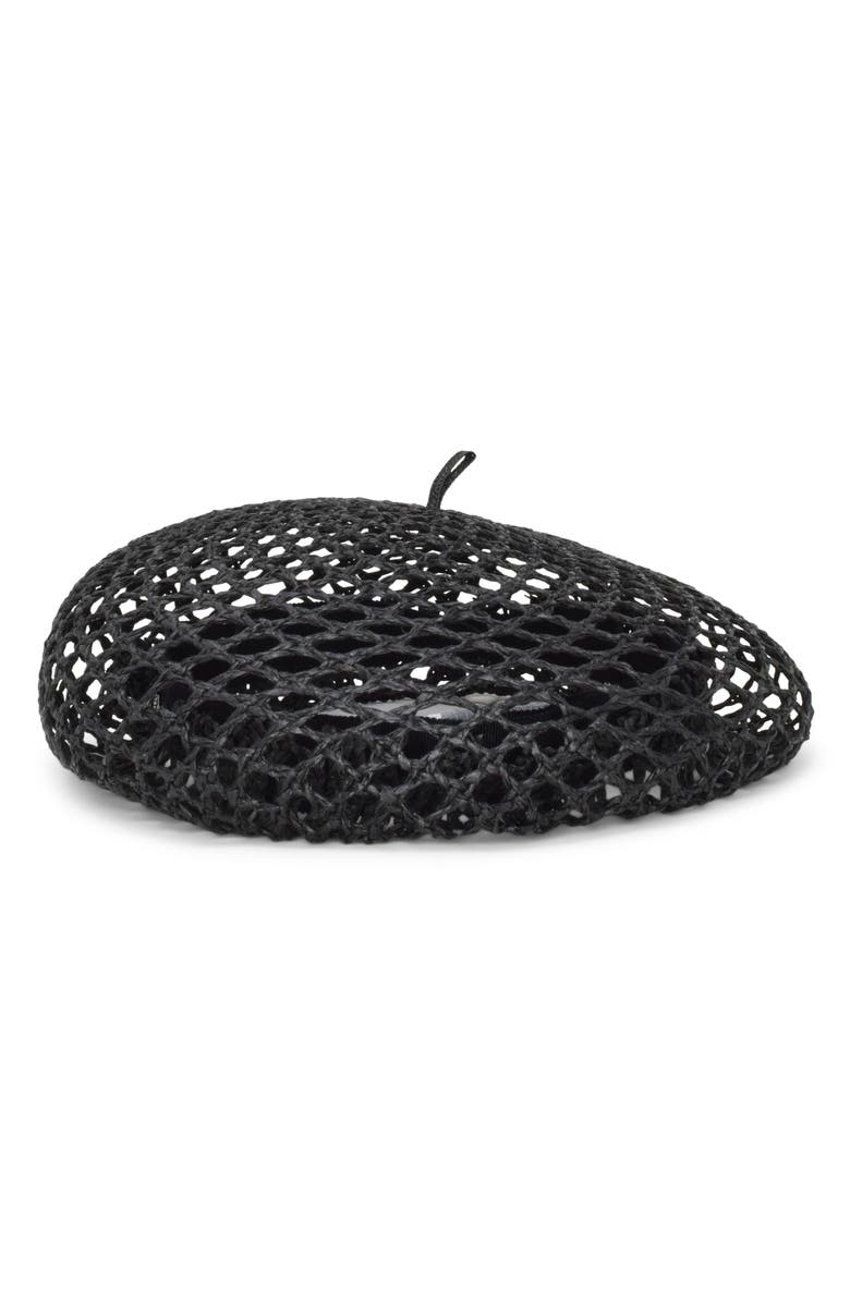 Gigi Burris Millinery Coco Woven Straw Beret, Main, color, Black