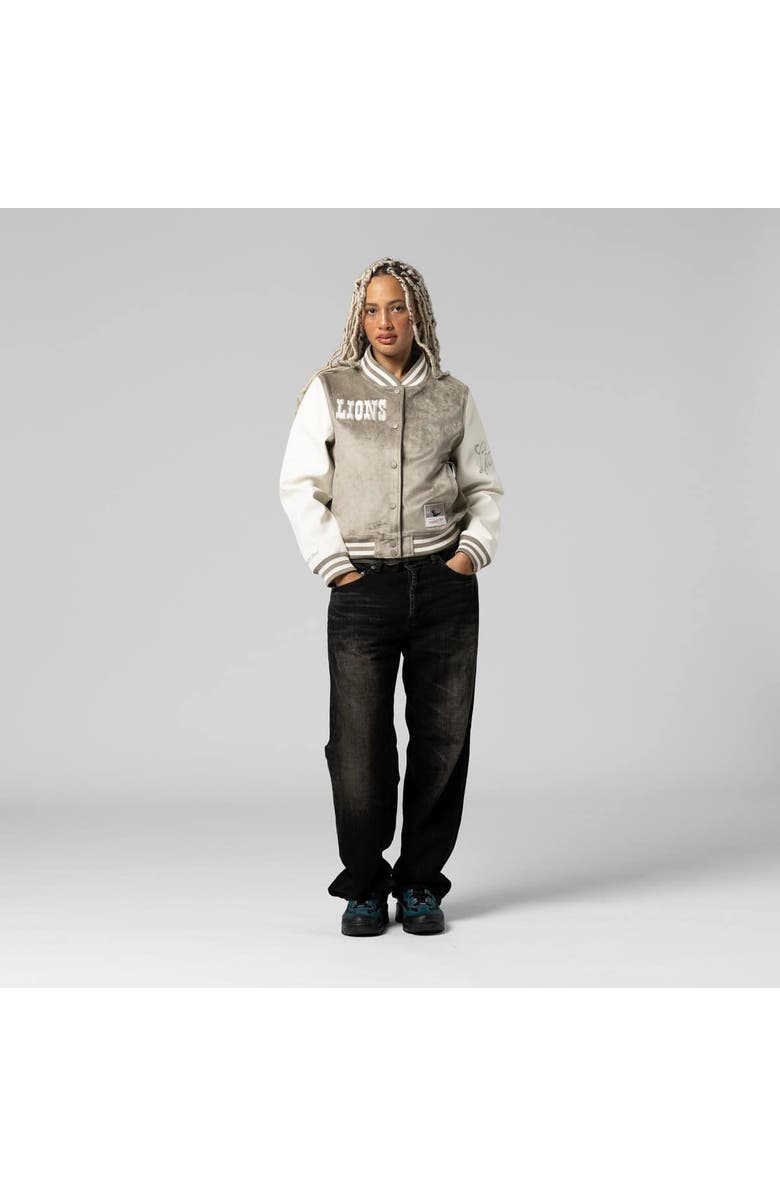 Mitchell & Ness Women's Mitchell & Ness  Tan Detroit Lions Full-Snap Varsity Jacket, Main, color, Tan