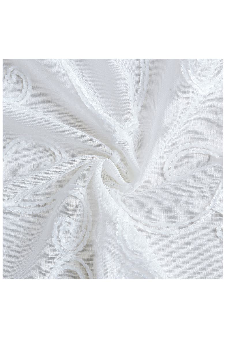 Set of 2 Embroidered Sheer Curtain Panels, Alternate, color, WHITE