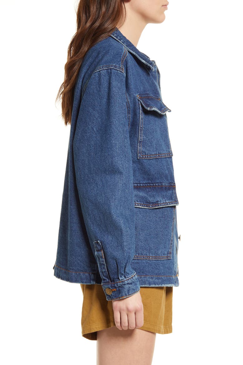 Cotton Denim Barn Jacket, Alternate, color, BLUE VINTAGE DARK