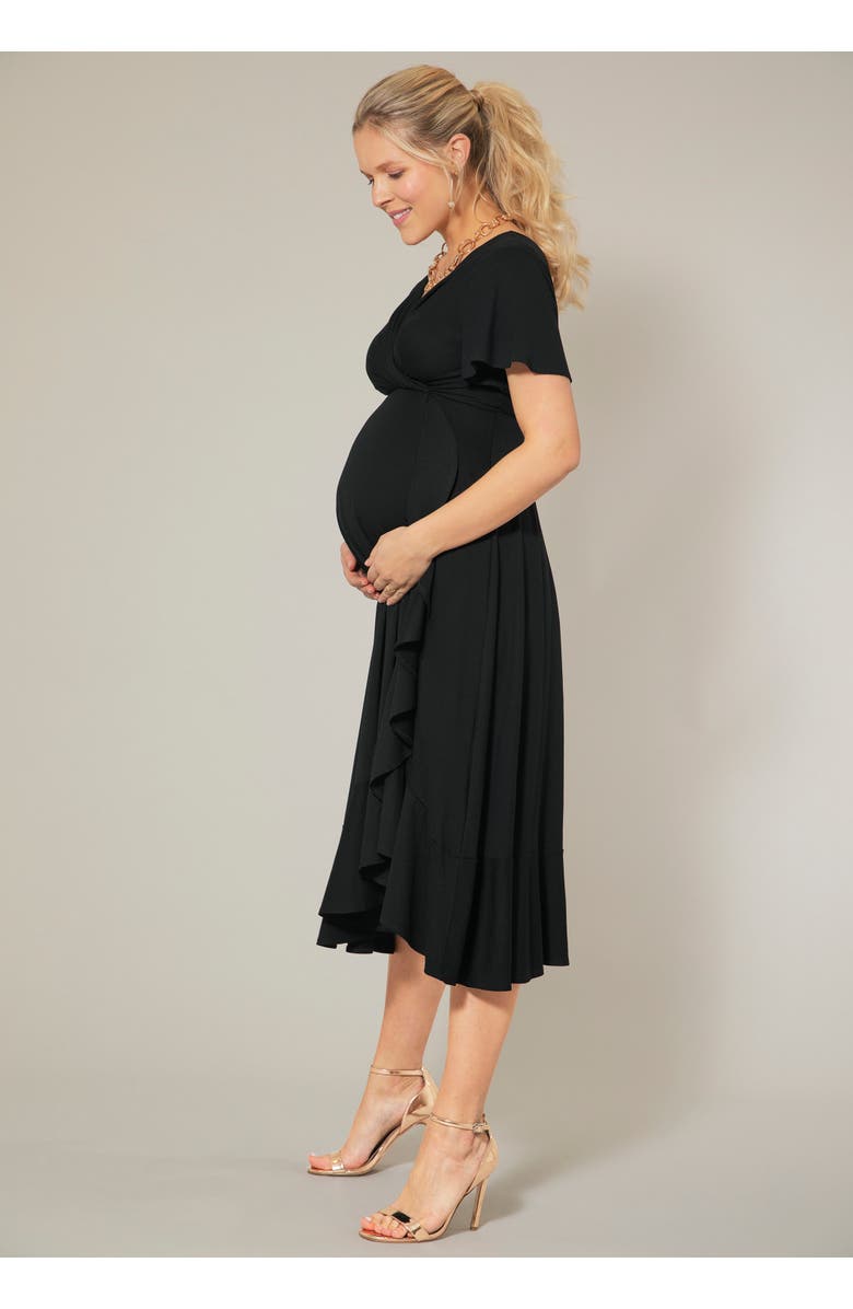 Tiffany Rose Maternity Waterfall Midi Maternity Dress, Alternate, color, Black