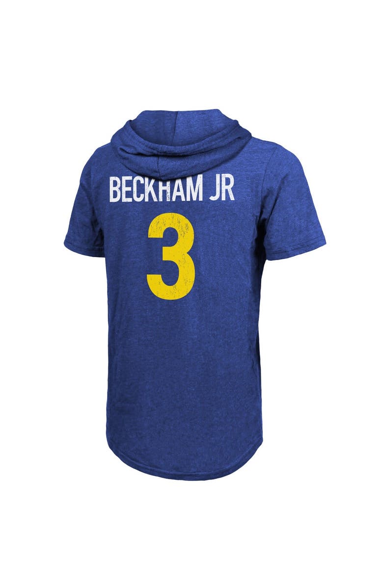 Majestic Threads Men's Majestic Threads Odell Beckham Jr. Royal Los Angeles Rams Player Name & Number Tri-Blend Hoodie T-Shirt, Alternate, color,