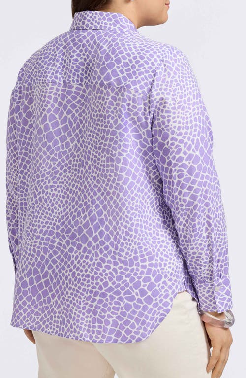 FOXCROFT FOXCROFT MEGHAN GIRAFFE PRINT LINEN BLEND BUTTON-UP SHIRT