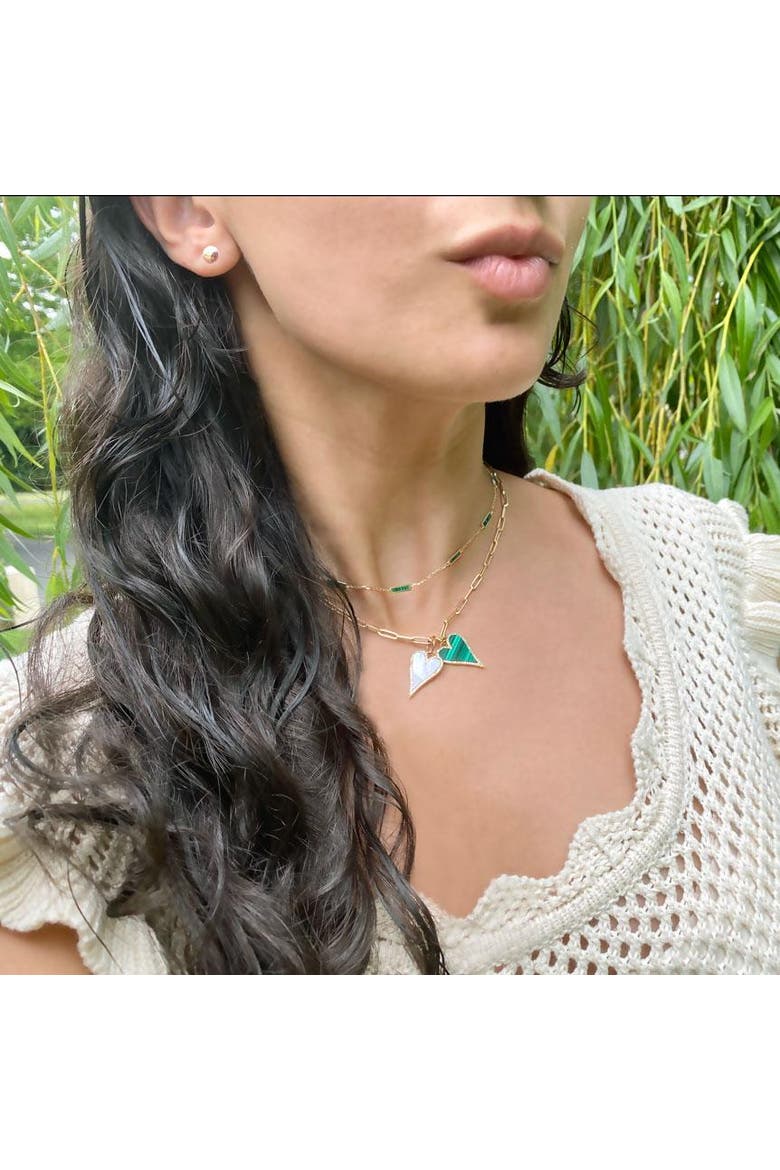 Malachite Bar Chain Necklace, Alternate, color, Green
