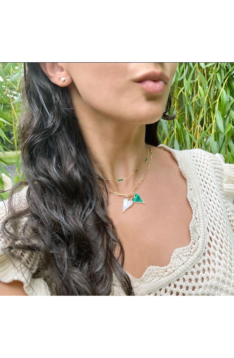 The Lovery Fine Jewelry Malachite Bar Chain Necklace, Alternate, color, Green