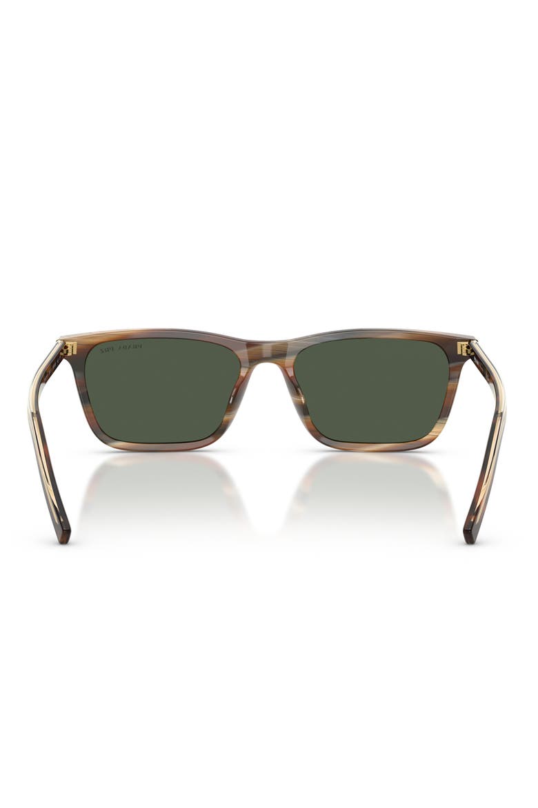 PR D19SF 56mm Polarized Rectangle Sunglasses, Alternate, color, CHERRY TORTOISE/ HORN / GREEN