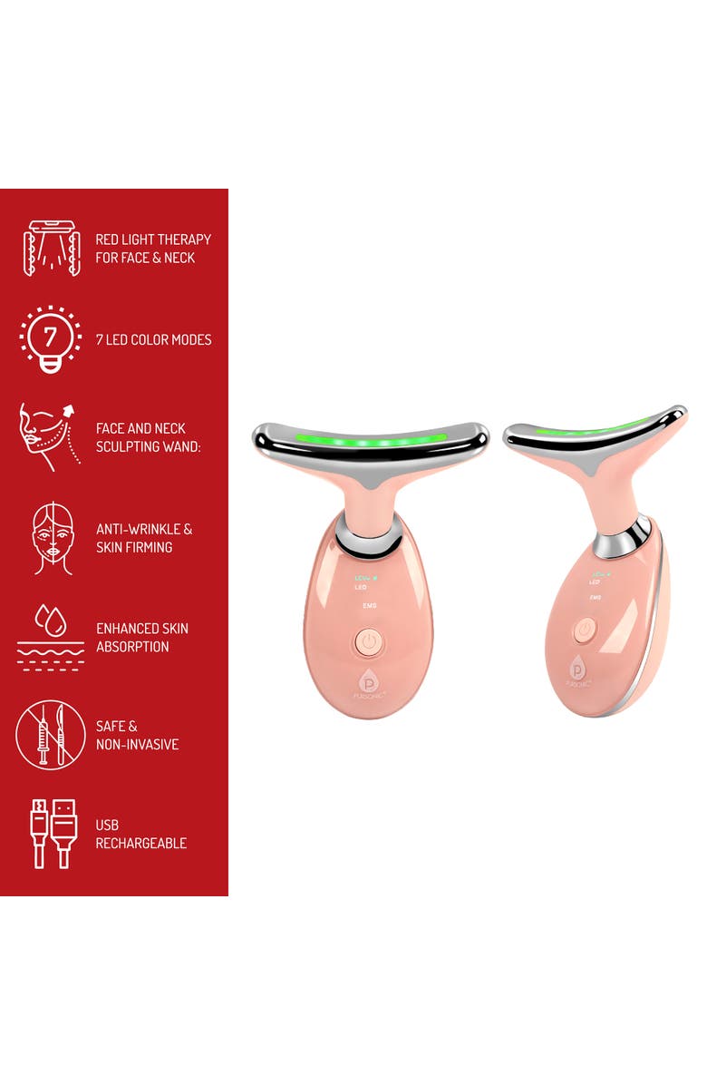 PURSONIC Glow & Renew Skincare Bundle Facial Steamer, 7-in-1 LED Light Therapy Device & Vitamin C 20% Serum, Alternate, color, White