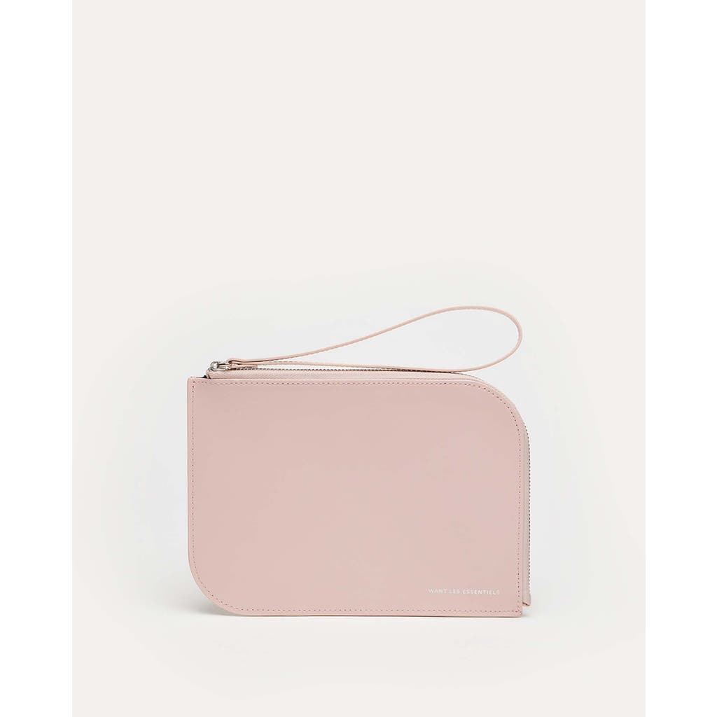 Want Les Essentiels De La Vie Want Les Essentiels Arch Smooth Leather Cosmetic Pouch In Blush