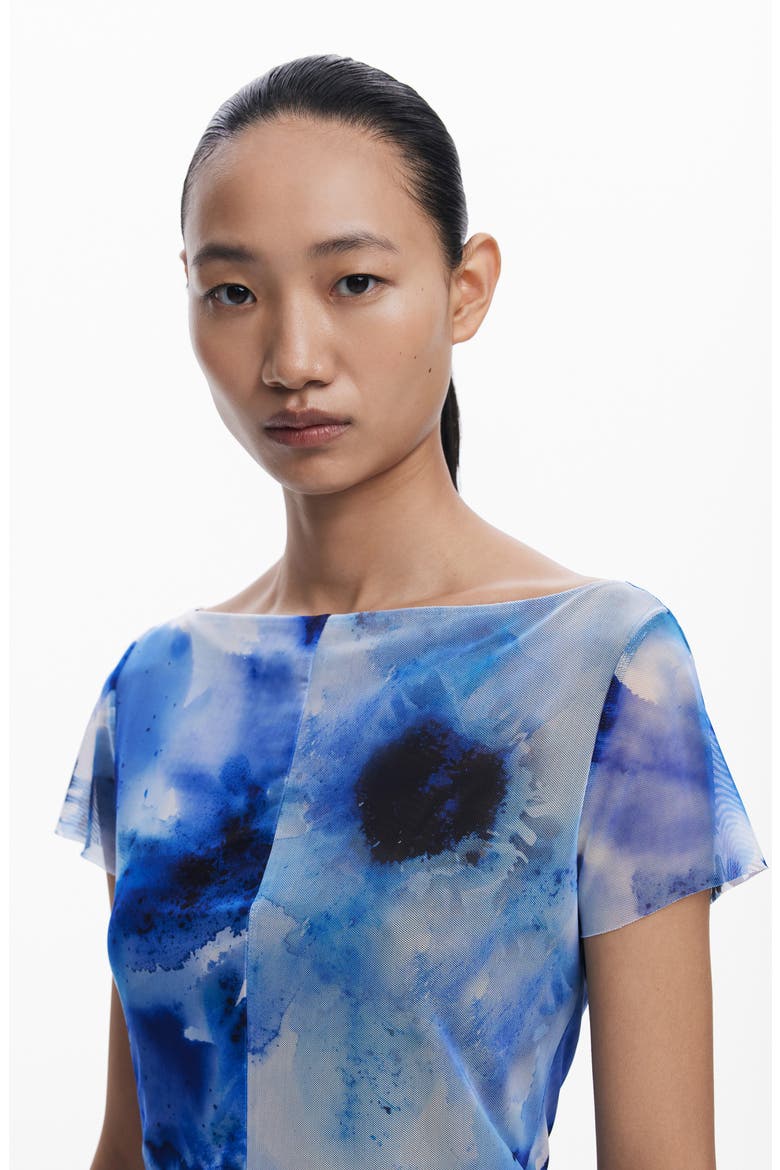 Boat Neck Mesh T-Shirt, Alternate, color, DARK BLUE
