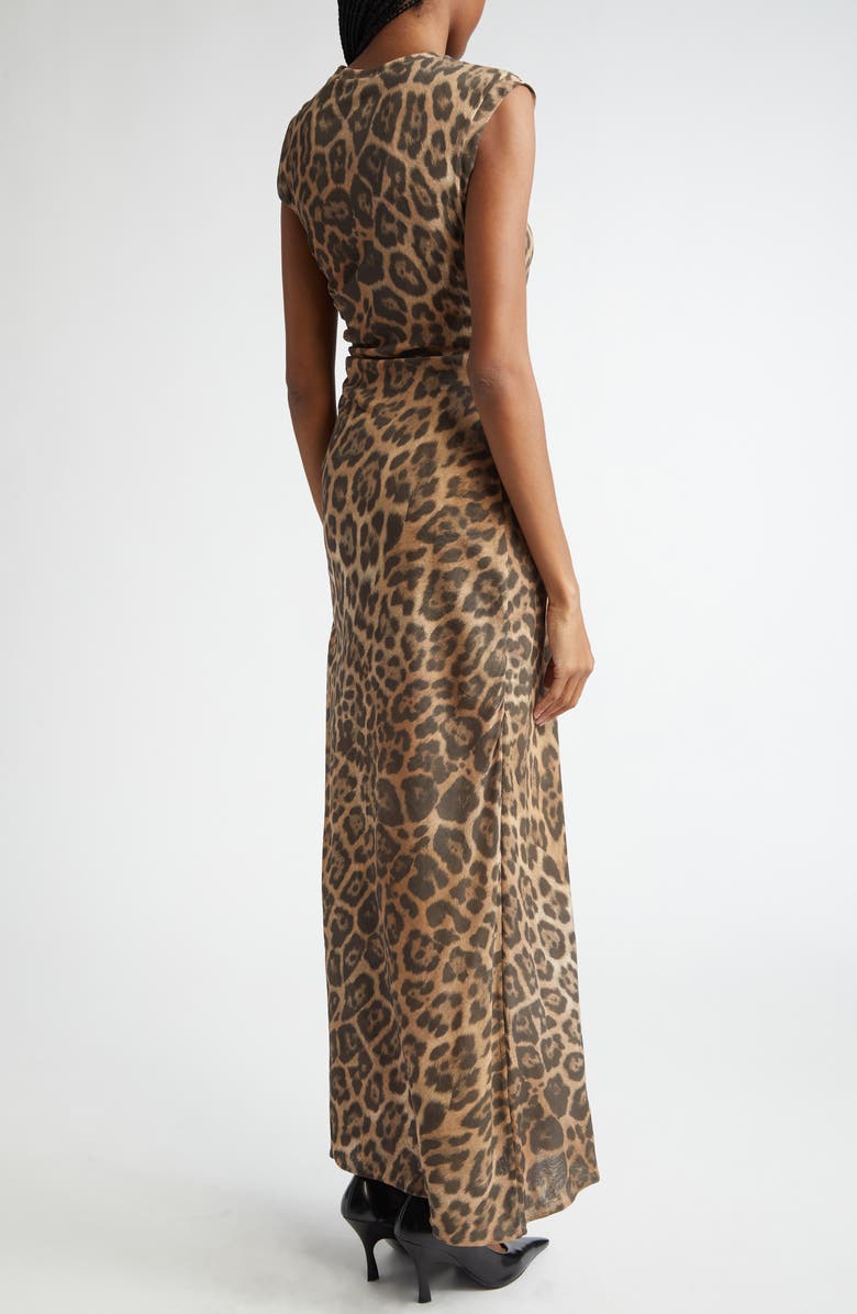 Stella McCartney Leopard Print Sleeveless Mesh Dress, Alternate, color, Multicolor Brown