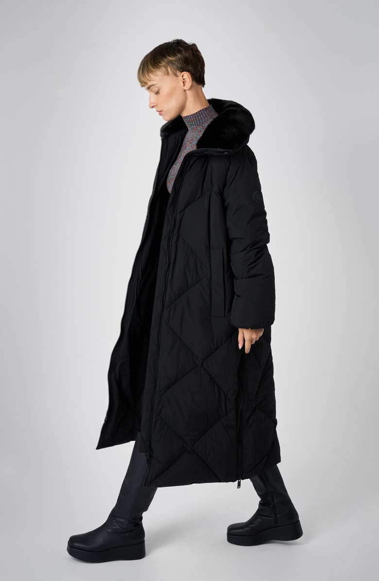 The Recycled Planet Company Dida Faux Fur Trim Water Repellent Down Puffer Coat, Alternate, color, Black