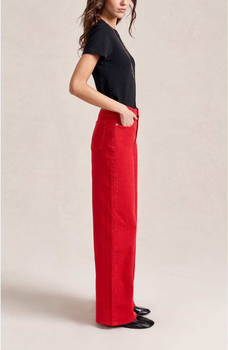 La Ligne Isadora Herringbone Jean, Alternate, color, Red Herringbone